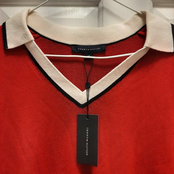 Tommy Hilfiger Contrast Johnny Collar Cotton Sweater - Picture 2 of 2